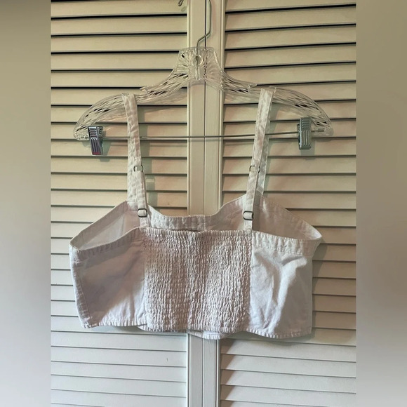 Abercrombie & Fitch Cropped Smocked Button White Cami Adjustable Size XL - Picture 8 of 13